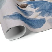 Cadeau Papier d'emballage d'aquarelle (fleurs bleues) (Coin rond)