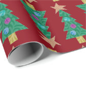 Cadeau Papier d'emballage d'arbre de vacances (Coin rond)