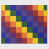 Cadeau Papier d'emballage d'arc-en-ciel Checkered (Plat)
