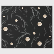 Papier d'emballage Dark Gothic Moon & Stars