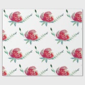 Cadeau Papier d'emballage d'art d'aquarelle de rose de (Plat)