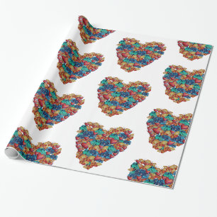 Cadeau Papier d'emballage d'art de cœur coloré de la Sain