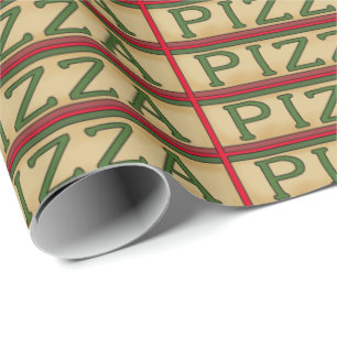Cadeau Papier d'emballage d'art de mot à pizza à thème