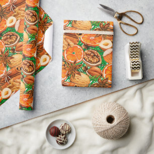 Cadeau Papier d'emballage d'automne aux épices orange
