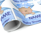 Cadeau Papier d'emballage de baby shower de garçon (Coin rond)