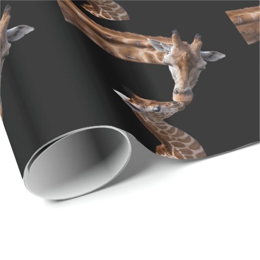 Cadeau Papier d'emballage de baisers de girafe (Coin rond)
