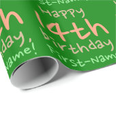 Cadeau Papier d'emballage de base 14e anniversaire (Coin rond)