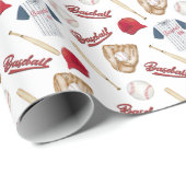 Cadeau Papier d'emballage de baseball (Coin rond)