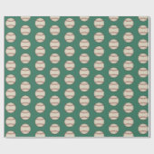 Cadeau Papier d'emballage de baseball vert  (Plat)