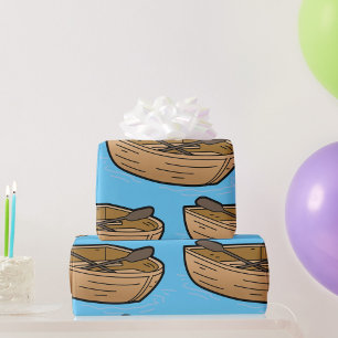 Cadeau Papier d'emballage de bateau à rames marron
