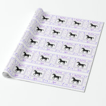 Papier d'emballage de Birtthday de chevaux noirs