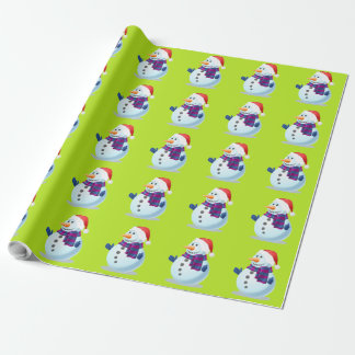 Cadeau Papier d'emballage de bonhomme de neige de Noël de