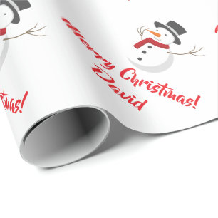 Cadeau Papier d'emballage de bonhomme de neige rouge de