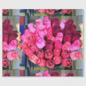 Cadeau papier d'emballage de bouquet de rose (Plat)