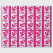 Cadeau Papier d'emballage de caniche rose (Plat)