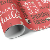 Cadeau Papier d'emballage de carlin de Noël (Coin rond)