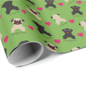 Cadeau Papier d'emballage de carlin de Noël (Coin rond)