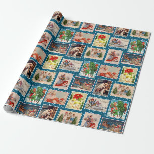 Cadeau Papier d'emballage de carte postale de Noël vintag