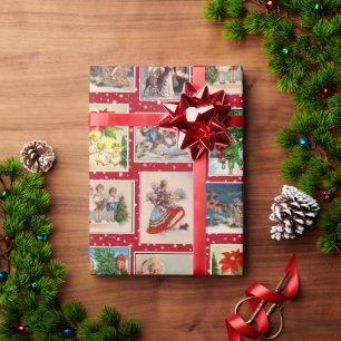 Cadeau Papier d'emballage de carte postale de Noël vintag