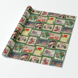 Cadeau Papier d'emballage de carte postale de Noël vintag