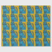 Cadeau Papier d'emballage de chat bleu (Plat)