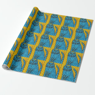 Cadeau Papier d'emballage de chat bleu