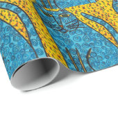 Cadeau Papier d'emballage de chat bleu (Coin rond)