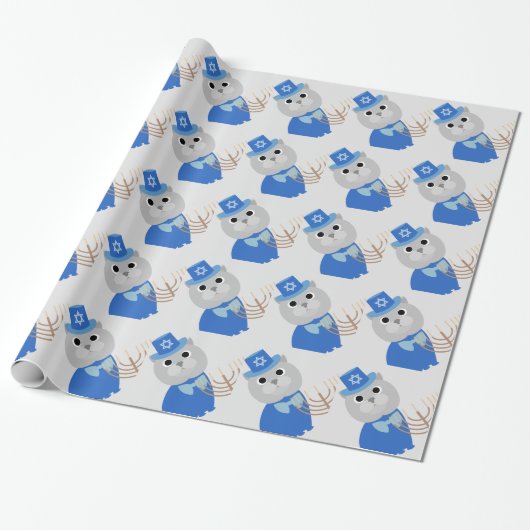Cadeau Papier d'emballage de chat de Hanoukka (Déroulé)