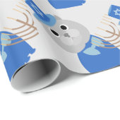 Cadeau Papier d'emballage de chat de Hanoukka (Coin rond)