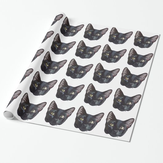 Cadeau Papier d'emballage de chat noir (Déroulé)