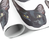 Cadeau Papier d'emballage de chat noir (Coin rond)