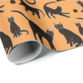 Cadeau Papier d'emballage de chat noir de Halloween (Coin rond)