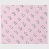 Cadeau Papier d'emballage de chats gris de Kitty (Plat)