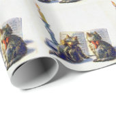 Cadeau Papier d'emballage de chats vintages (Coin rond)