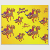 Cadeau Papier d'emballage de cheval d'anniversaire (Plat)