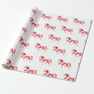 Cadeau Papier d'emballage de cheval de coeur de jour de