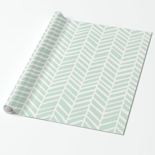 Cadeau Papier d'emballage de Chevron - menthe (Déroulé)