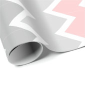 Cadeau Papier d'emballage de chevron rose et gris (Coin rond)