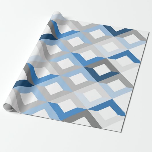 Cadeau papier d'emballage de chevrons bleus (Déroulé)