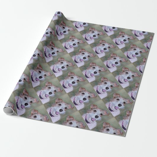 CADEAU PAPIER D'EMBALLAGE DE CHIEN DE JACK RUSSELL (Déroulé)