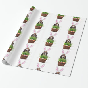 Cadeau Papier d'emballage de chien de Pâques Basset Houn
