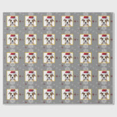 Cadeau Papier d'emballage de chiot de Pitbull de Noël (Plat)