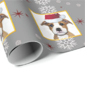 Cadeau Papier d'emballage de chiot de Pitbull de Noël (Coin rond)