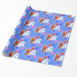 Cadeau Papier d'emballage de coccinelle de l'âge 6 de