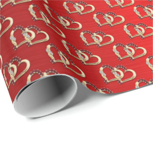 Cadeau Papier d'emballage de coeur brillant chic élégan
