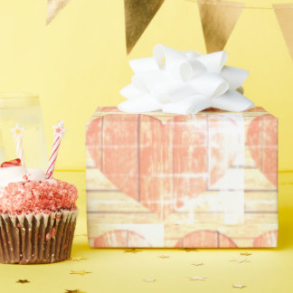 Cadeau papier d'emballage de coeur rustique moderne