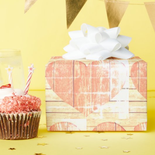 Cadeau papier d'emballage de coeur rustique moderne (Fête d'anniversaire)