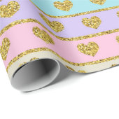 Cadeau Papier d'emballage de coeurs en pastel (Coin rond)