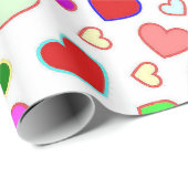 Cadeau Papier d'emballage de coeurs multi roses de bat (Coin rond)