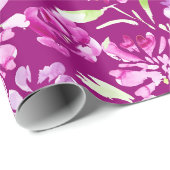 Cadeau Papier d'emballage de conception de fleur d'aquare (Coin rond)
